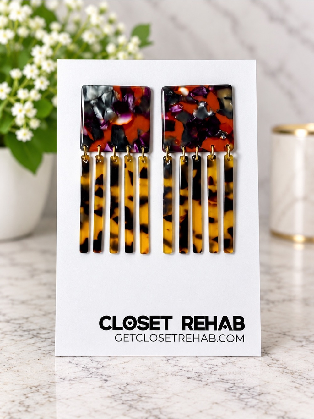 Closet Rehab Square Fringe Earrings in Berry Nice